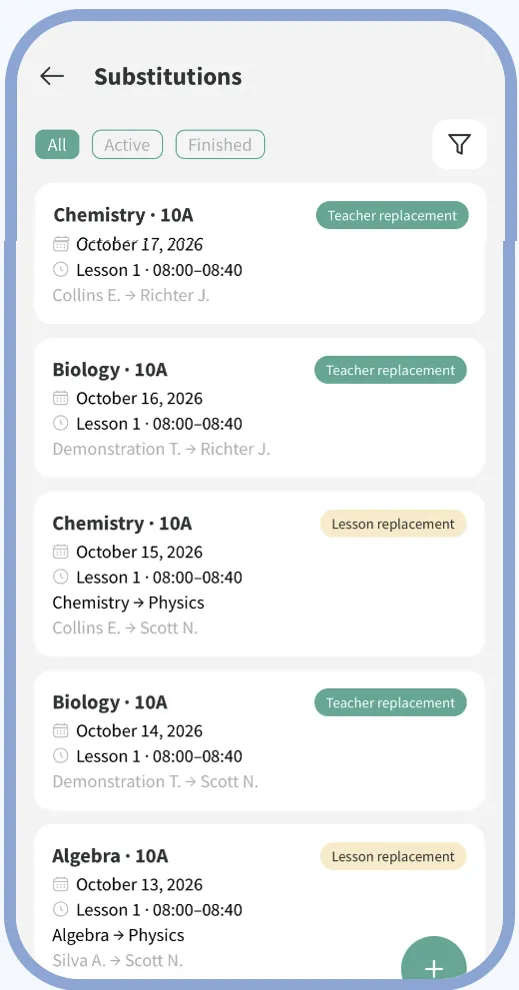 Mojo mobile app: Lesson Substitutions