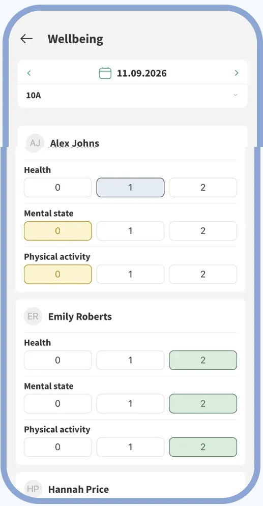 Mojo mobile app: Wellbeing
